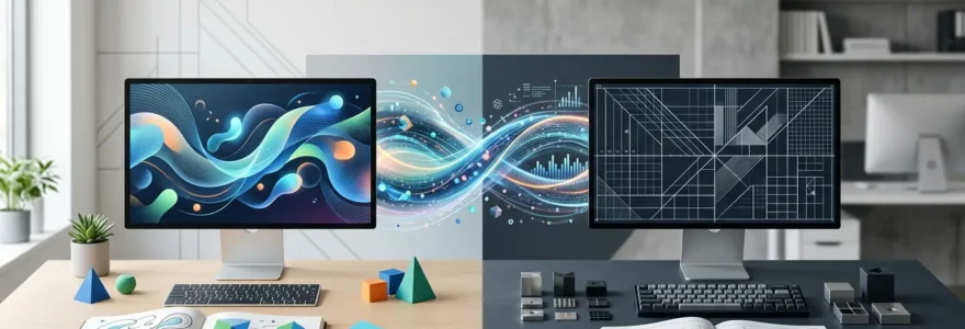 Comparaison visuelle des outils e-learning Articulate et Adobe Captivate dans un environnement professionnel de formation