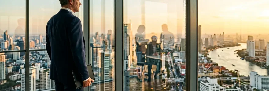 Un dirigeant d'entreprise en situation d'apprentissage stratégique dans un environnement moderne