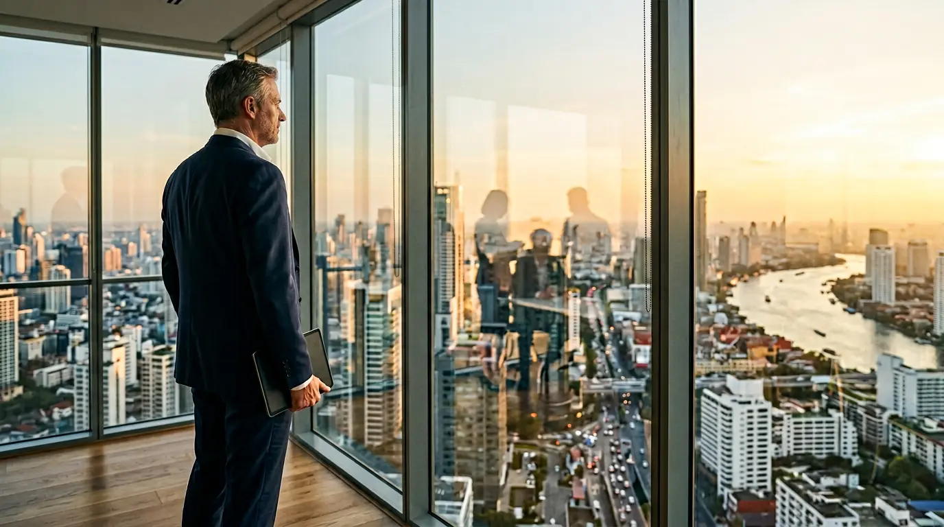 Un dirigeant d'entreprise en situation d'apprentissage stratégique dans un environnement moderne