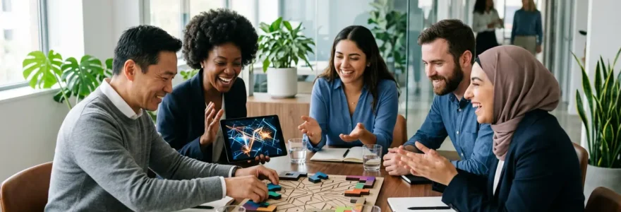 Équipe engagée dans une formation de cybersécurité gamifiée