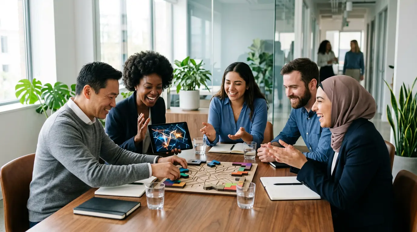 Équipe engagée dans une formation de cybersécurité gamifiée