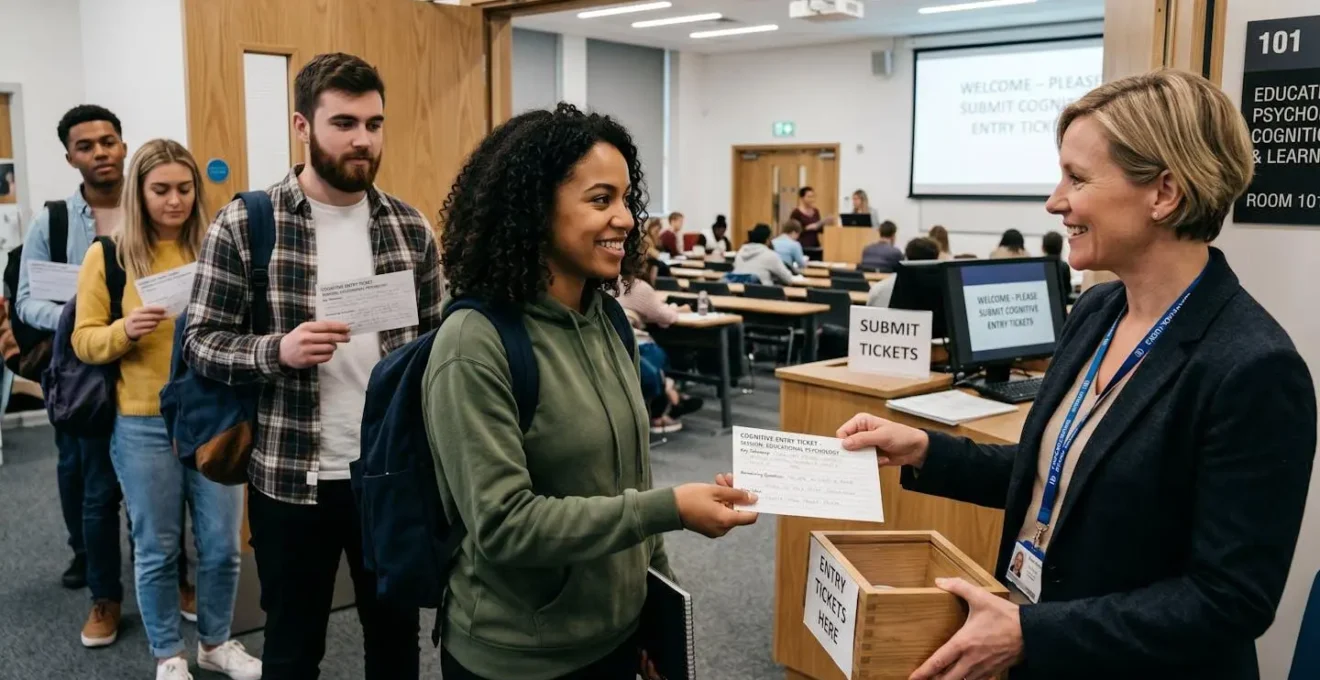 Des étudiants présentent leurs tickets d'entrée cognitifs en début de séance